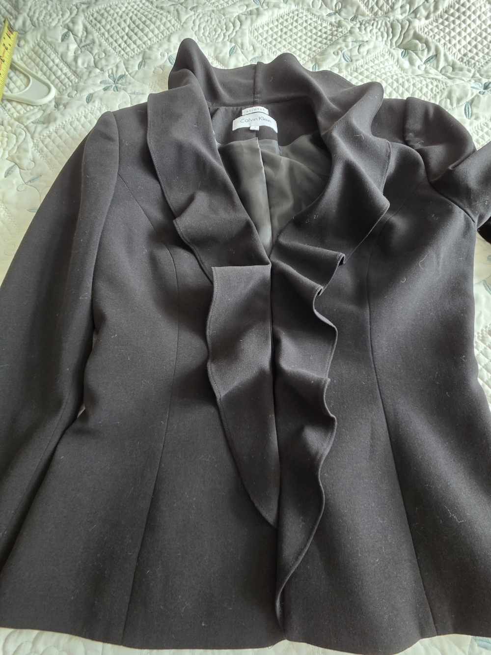 Calvin Klein Black Ruffle-Front Blazer - Picture 9 of 10